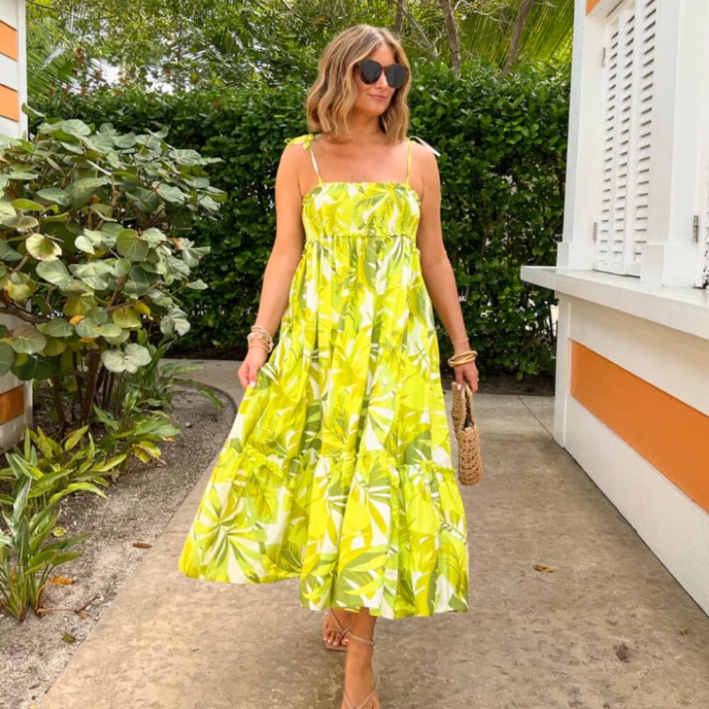 Vestique Palm Leaf Midi Dress